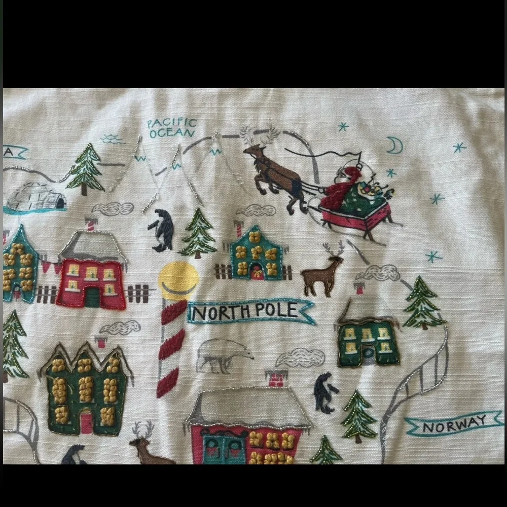 Pottery Barn Pillow North Pole Map Santas Village 20
